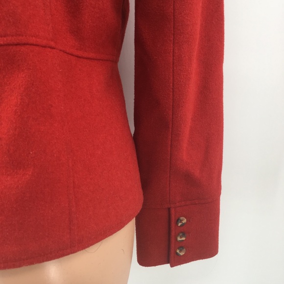 Sundance Red Wool Blend Military Style Jacket Coat - Picture 7 of 9